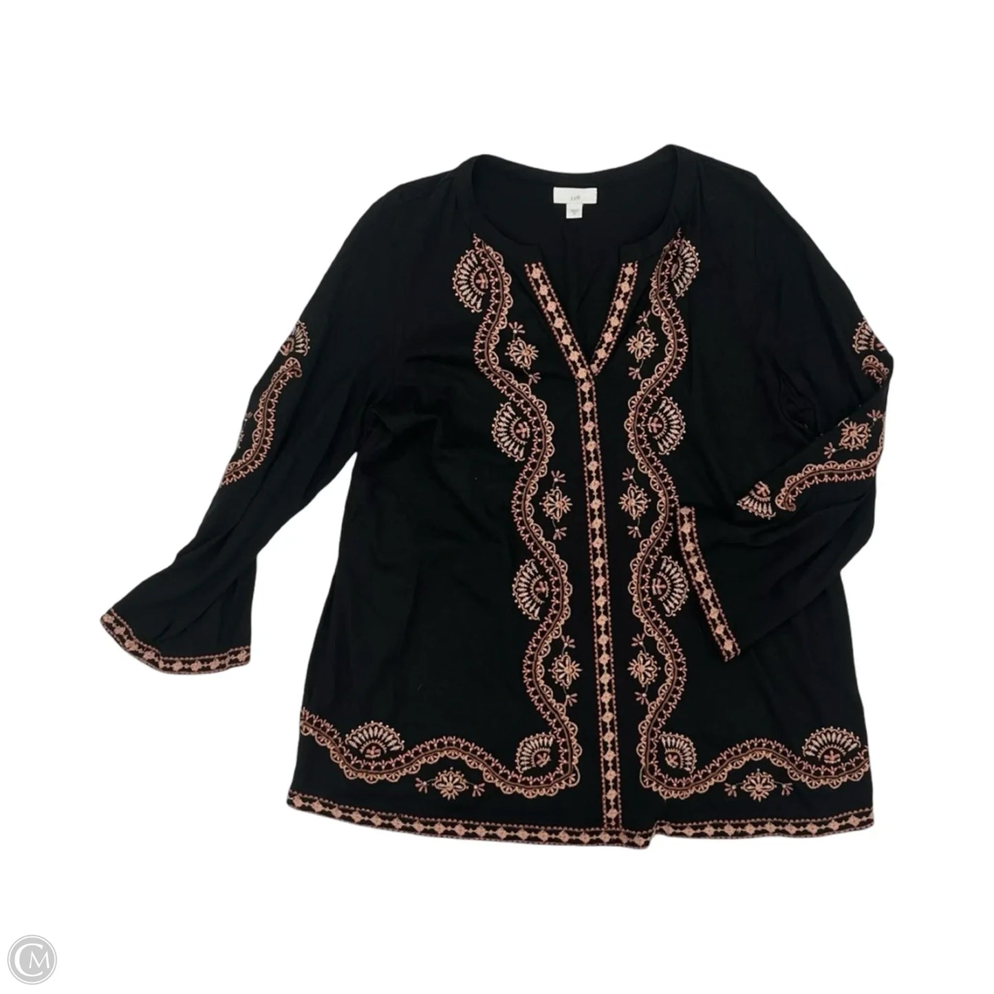 Top 3/4 Sleeve By J. Jill In Black & Brown, Size: M