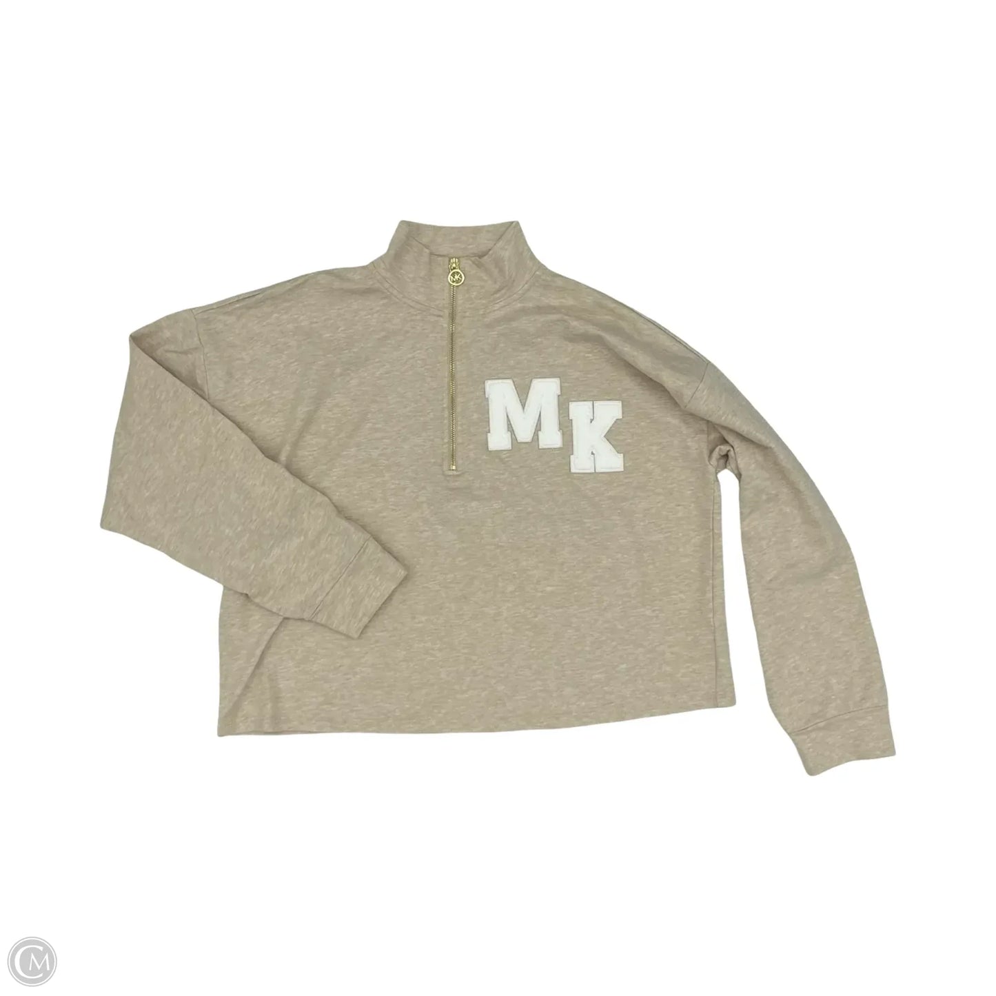 Top Long Sleeve Designer By Michael Kors In Brown & Cream, Size: Xl