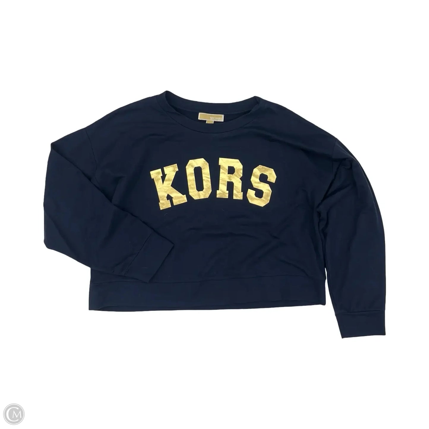 Top Long Sleeve Designer By Michael Kors In Blue & Gold, Size: Xl