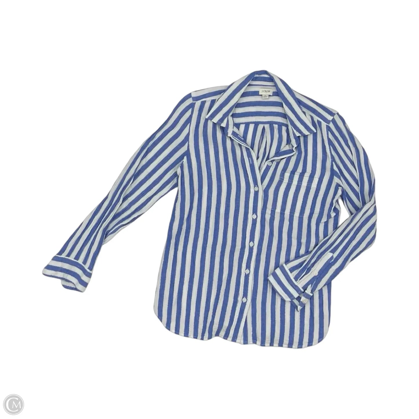 Top Long Sleeve By J. Crew In Blue & Cream, Size: M