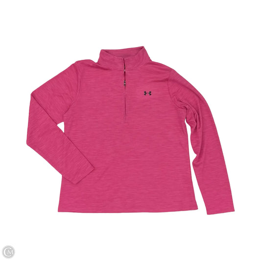 Athletic Top Long Sleeve Collar By Under Armour In Pink, Size: L