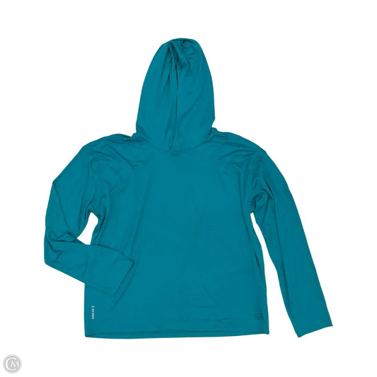 Athletic Top Long Sleeve Hoodie By Under Armour In Teal, Size: L