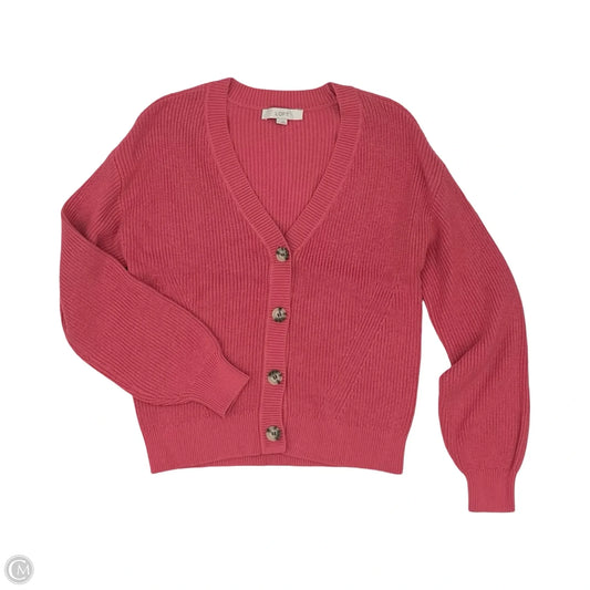Sweater Cardigan By Loft In Pink, Size: L