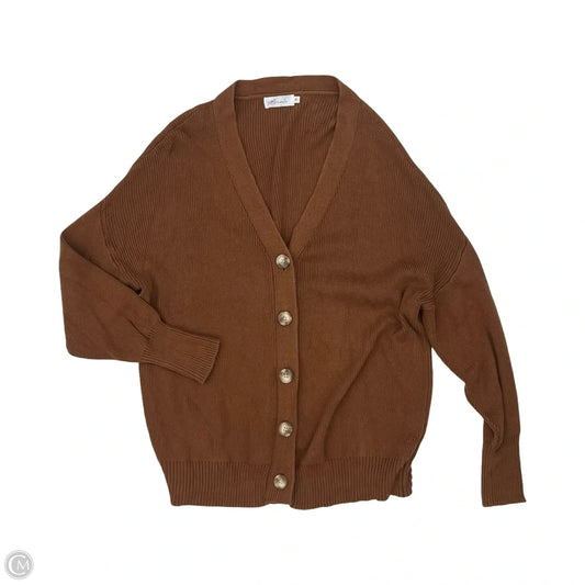 Sweater Cardigan By Miracle In Brown, Size: M