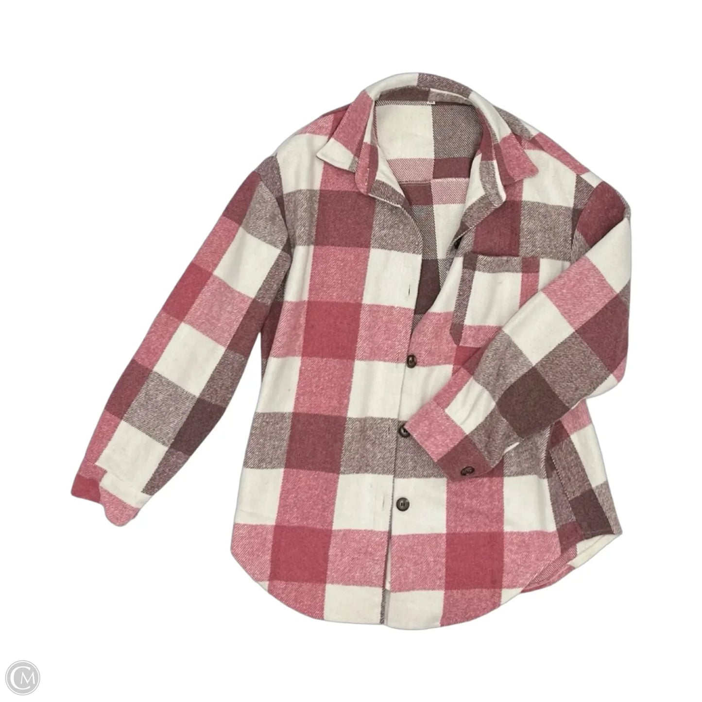 Jacket Shirt By Cmf In Pink & White, Size: M