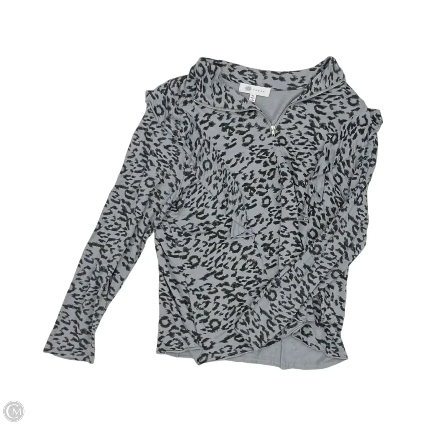 Top Long Sleeve By Fever In Black & Grey, Size: Xl