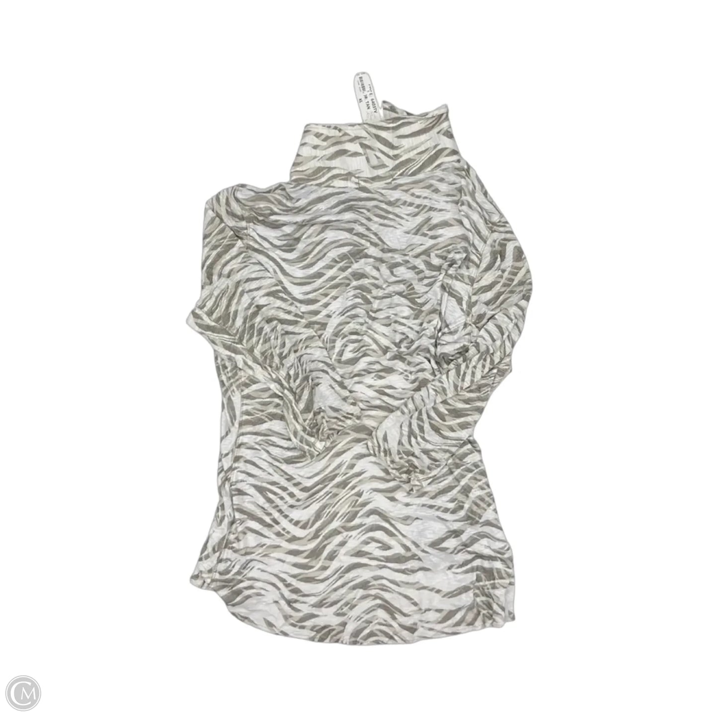 Blouse 3/4 Sleeve By David Cline In Tan & White, Size: Xl