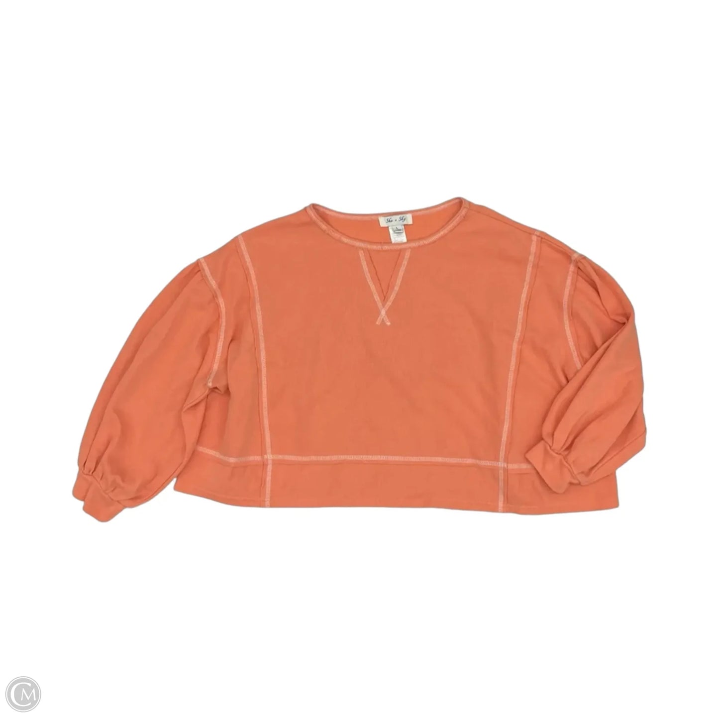 Top Long Sleeve By She + Sky In Orange, Size: L