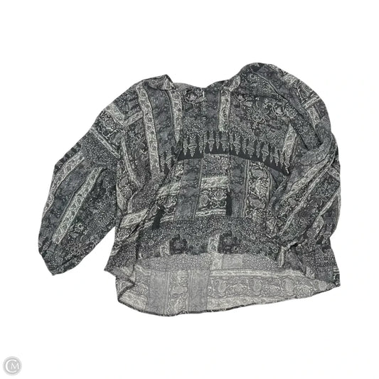Blouse Long Sleeve By Wonderly In Grey & White, Size: 2x