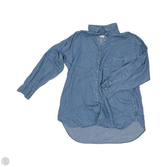 Blouse Long Sleeve By Loft In Blue Denim, Size: Xl