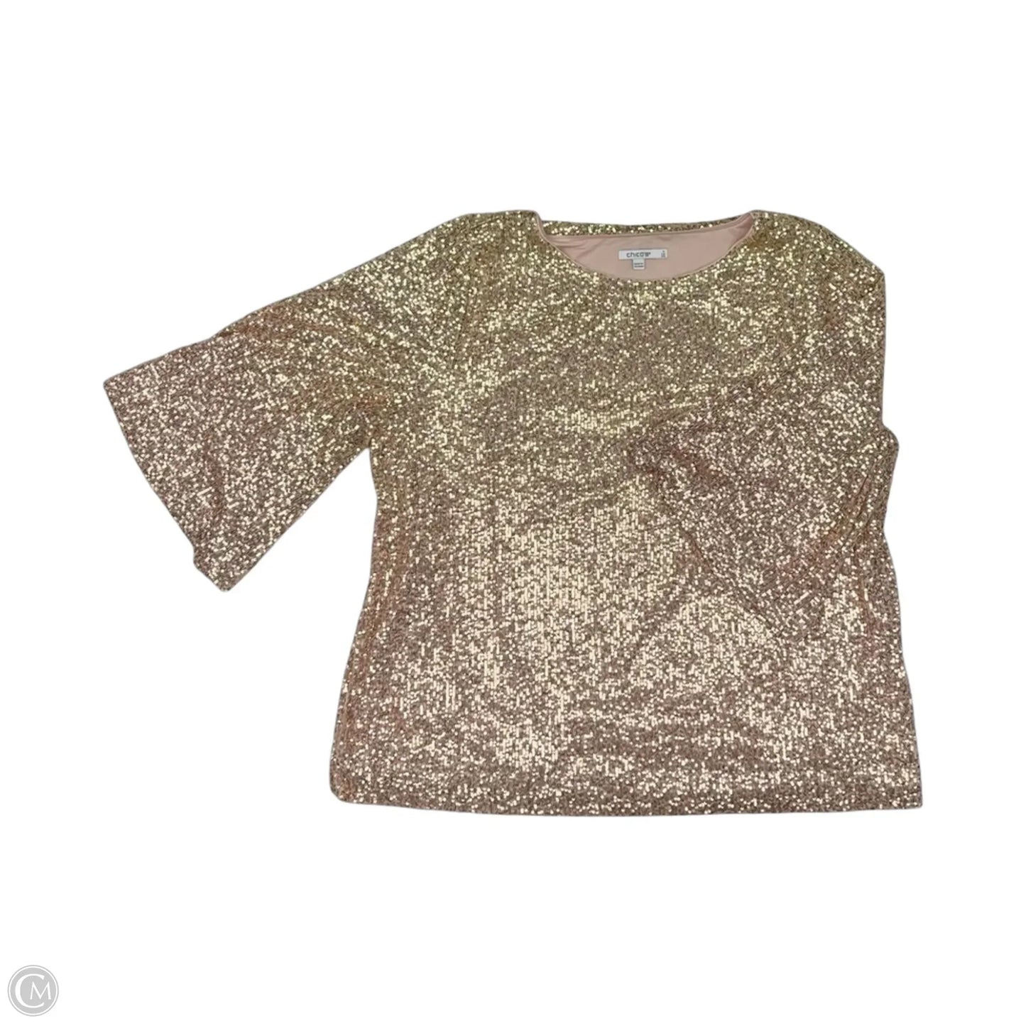 Blouse Long Sleeve By Chicos In Rose Gold, Size: Xxl