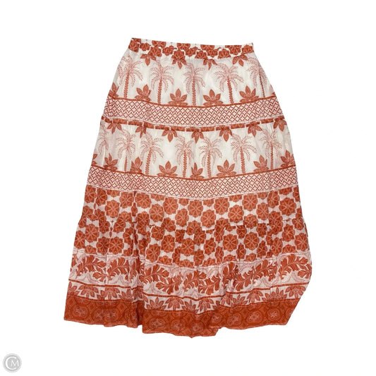 Skirt Midi By Johnny Was In Orange & White, Size: Xl