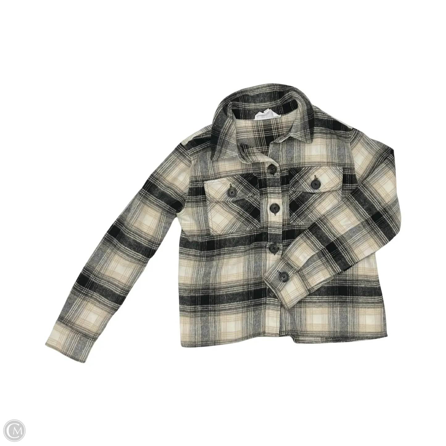 Jacket Shirt By Bb Dakota In Black & Tan, Size: M