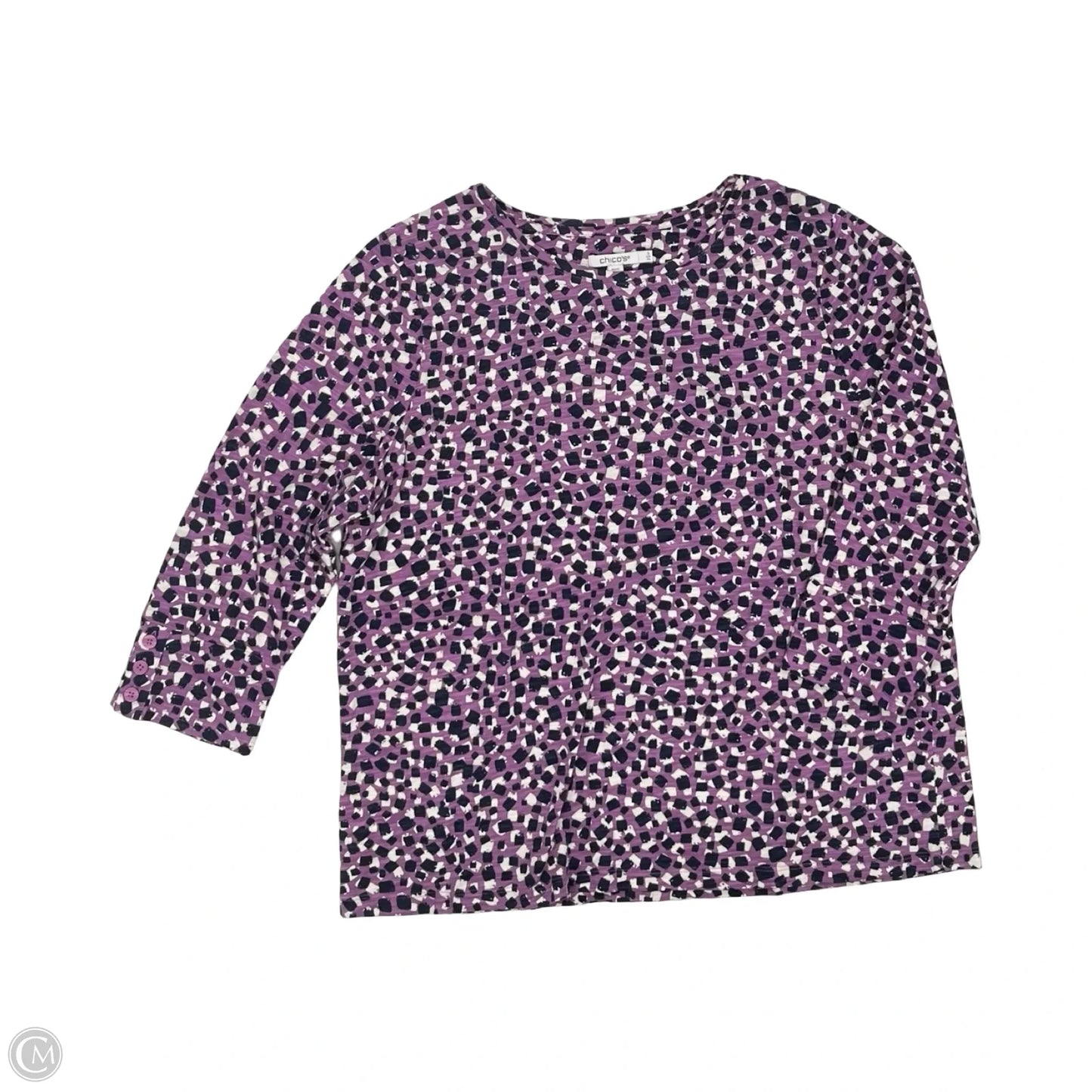 Top Long Sleeve By Karen Scott In Pink & White, Size: Xl