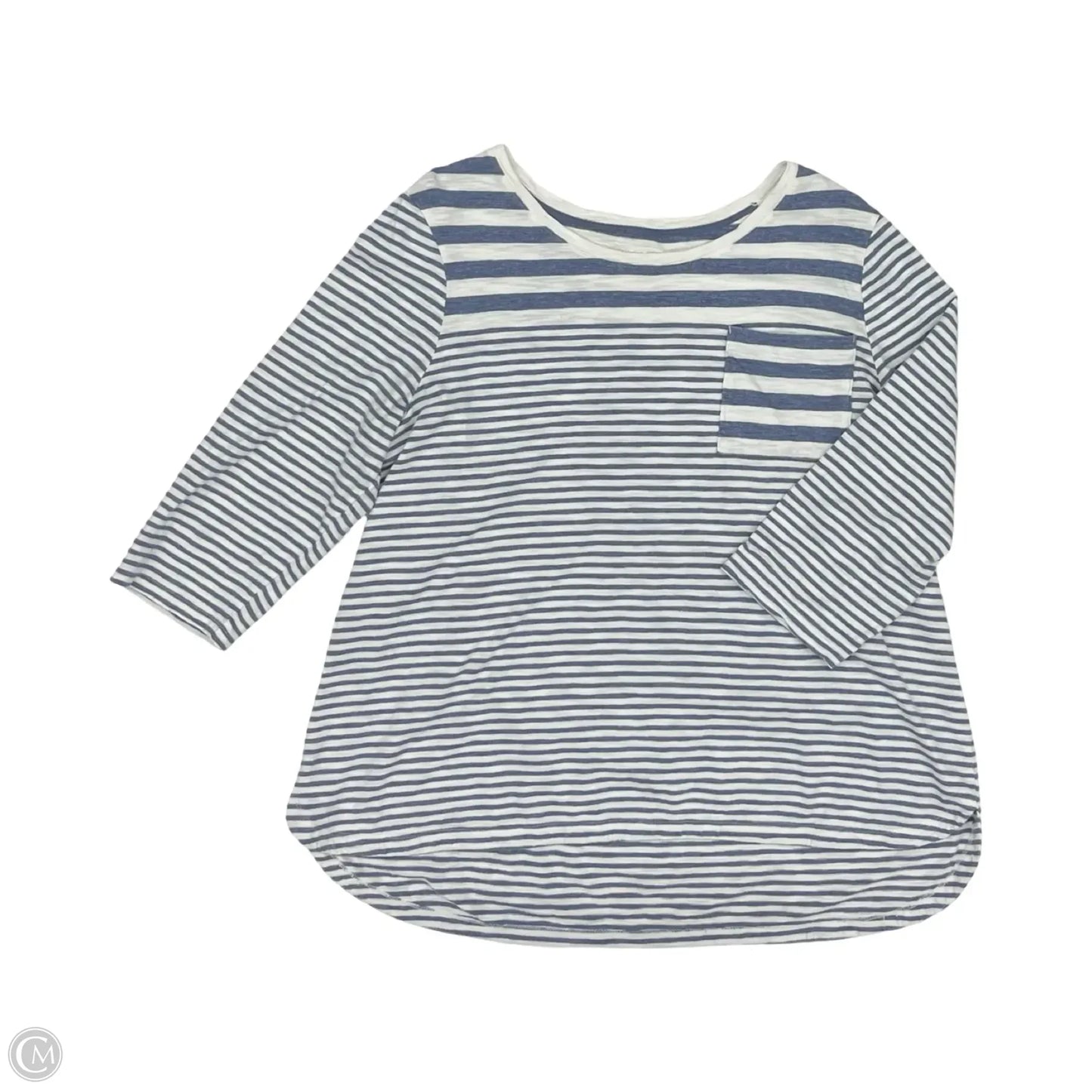 Top 3/4 Sleeve By Chicos In Blue & Cream, Size: Xl