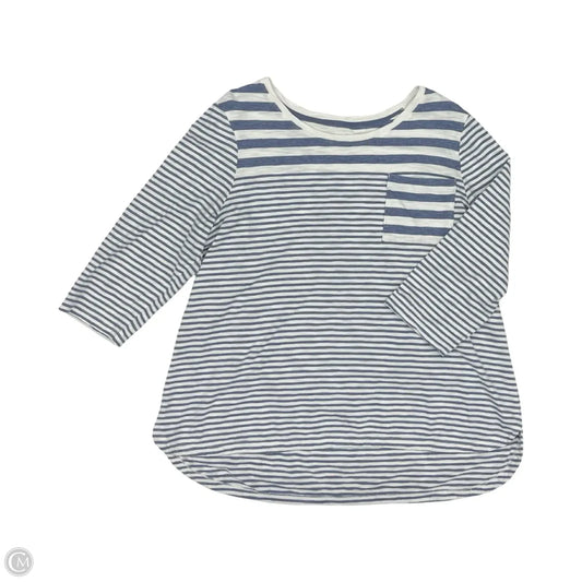 Top 3/4 Sleeve By Chicos In Blue & Cream, Size: Xl