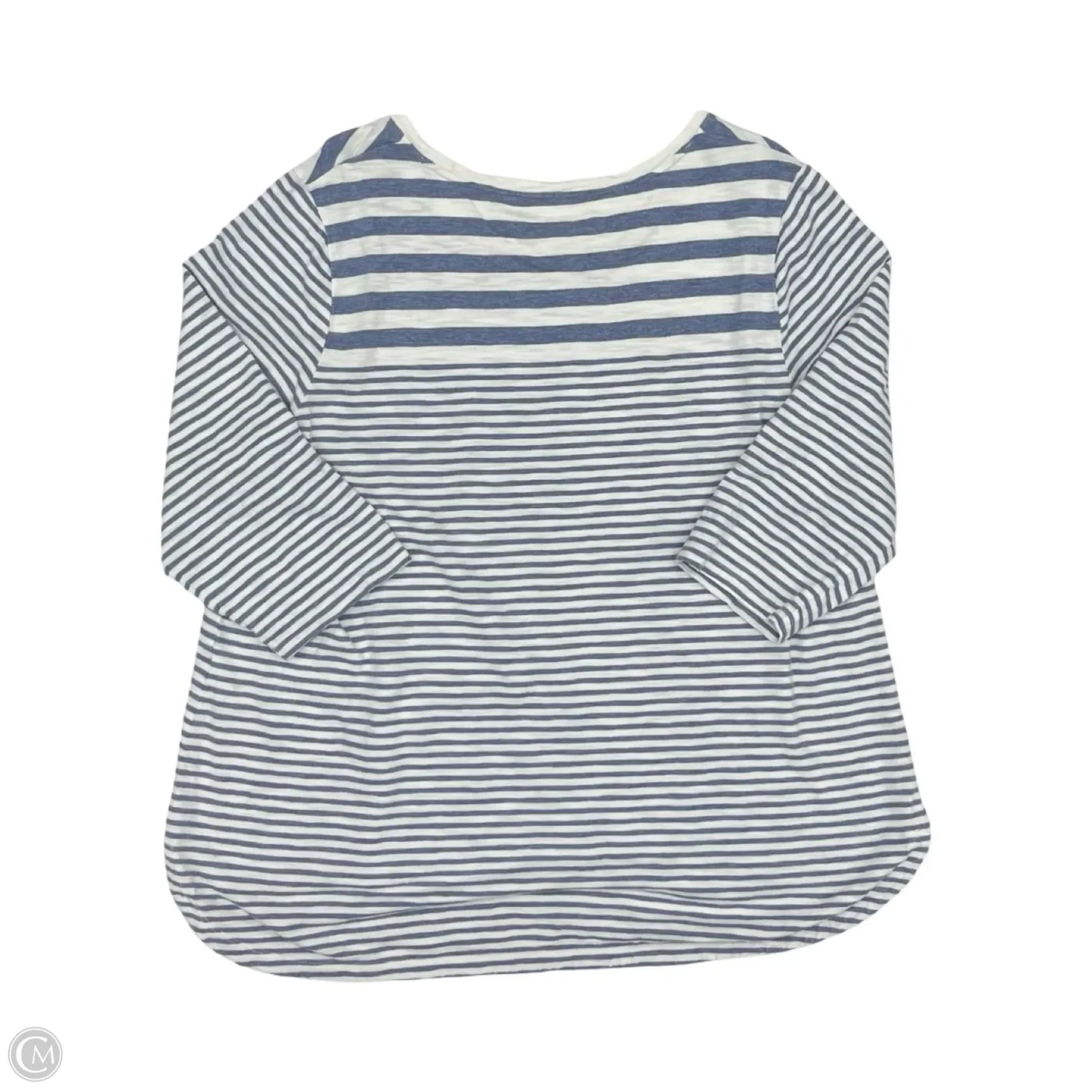 Top 3/4 Sleeve By Chicos In Blue & Cream, Size: Xl
