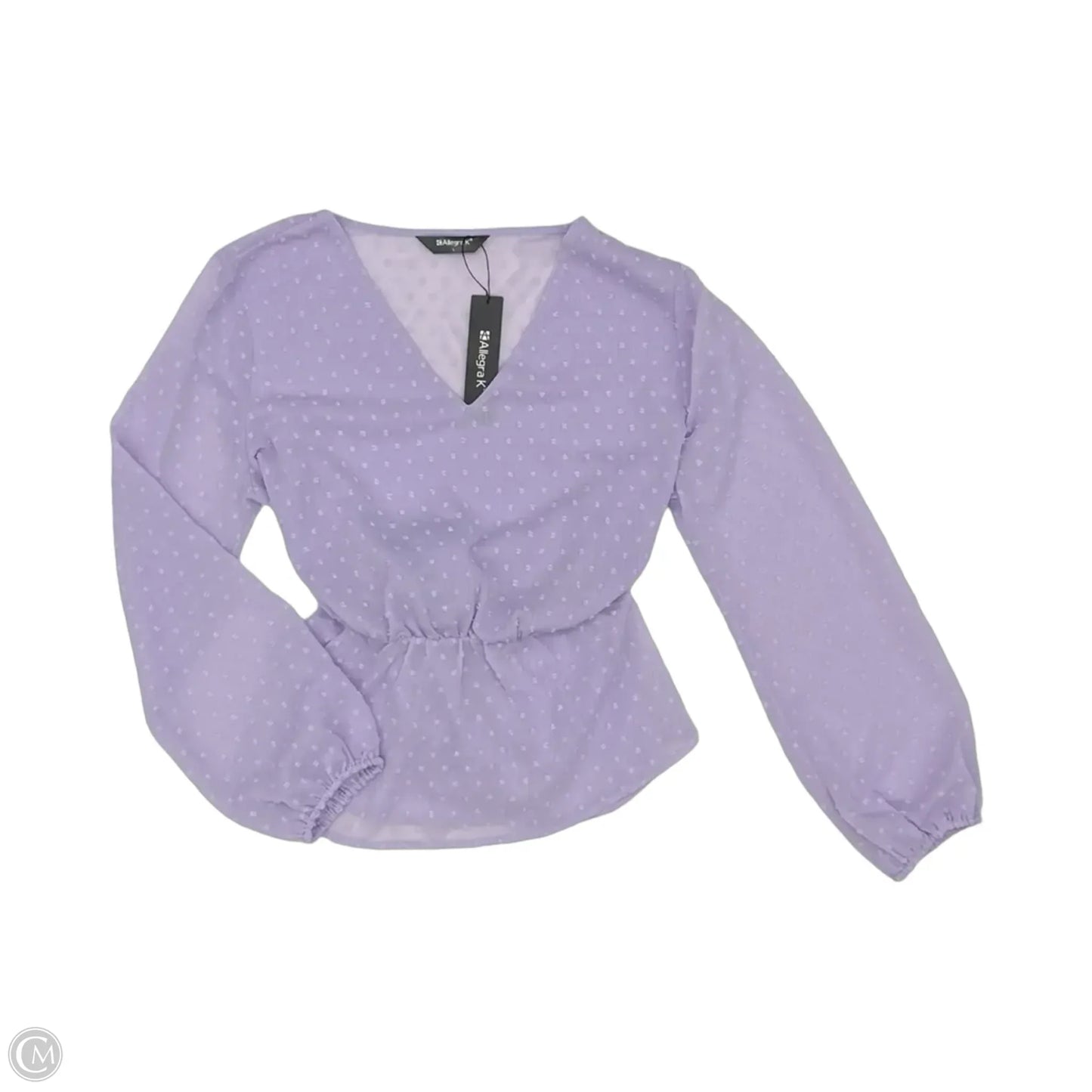 Blouse Long Sleeve By Allegra K In Purple, Size: L