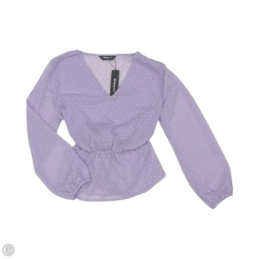 Blouse Long Sleeve By Allegra K In Purple, Size: L