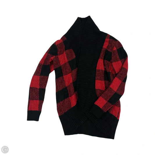 Sweater Cardigan By Maurices In Black & Red, Size: M
