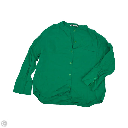 Blouse Long Sleeve By Zara In Green, Size: S