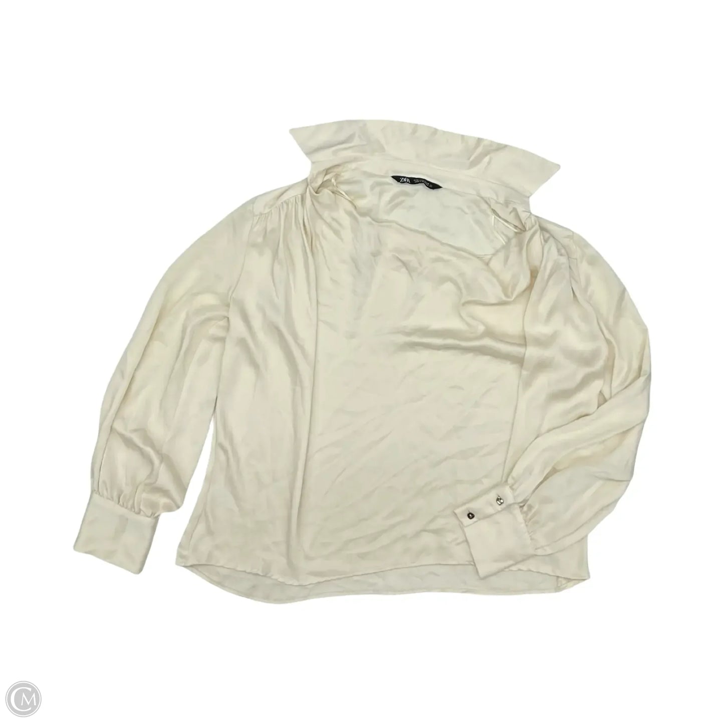 Blouse Long Sleeve By Zara In Cream, Size: M