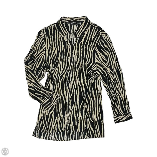 Blouse Long Sleeve By Zara In Zebra Print, Size: L