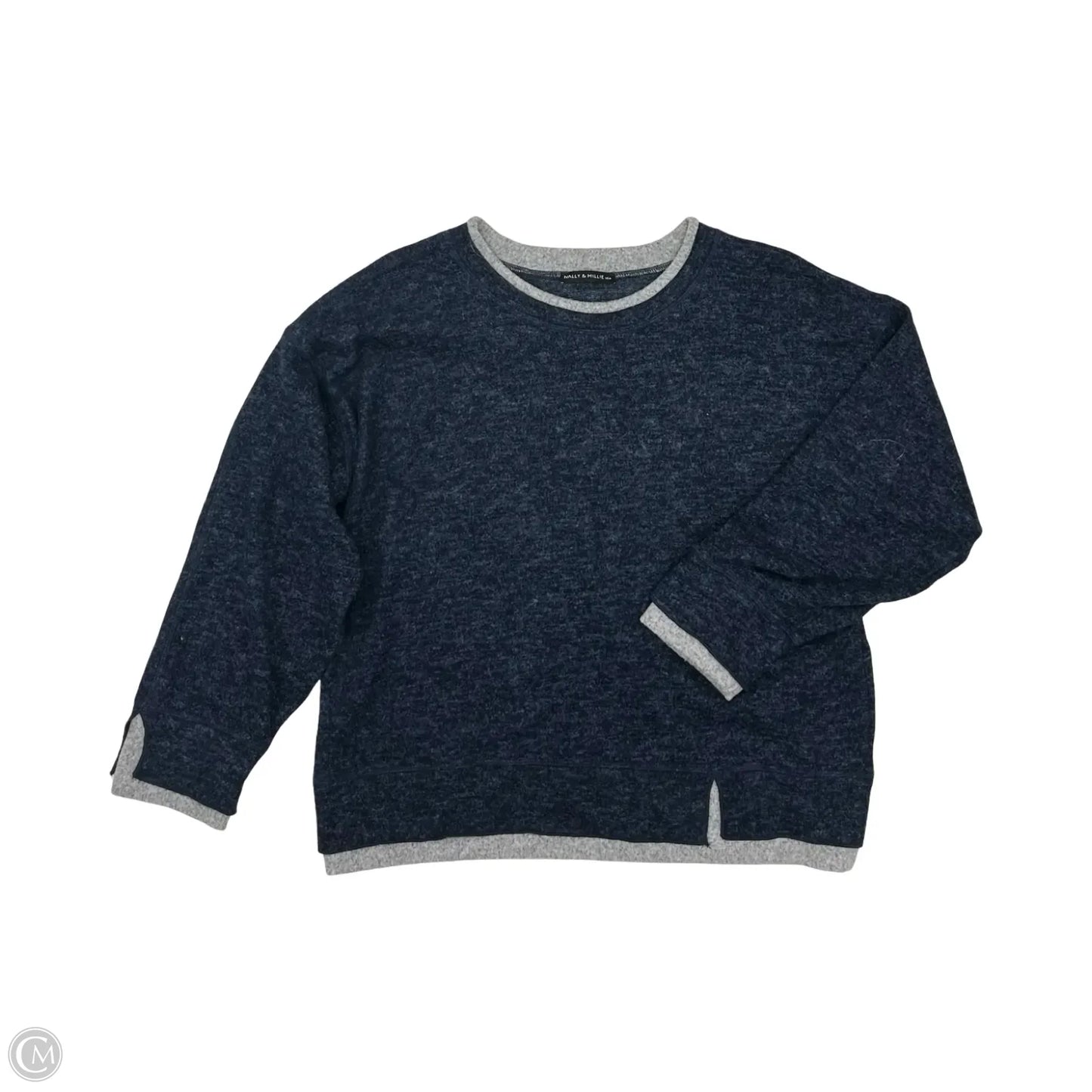 Top Long Sleeve By Nally And Millie In Blue & Grey, Size: L