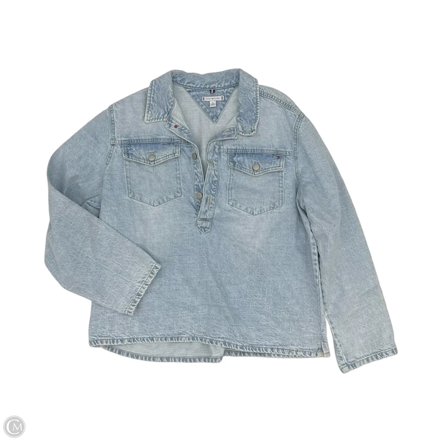 Top Long Sleeve By Tommy Hilfiger In Blue Denim, Size: Xl