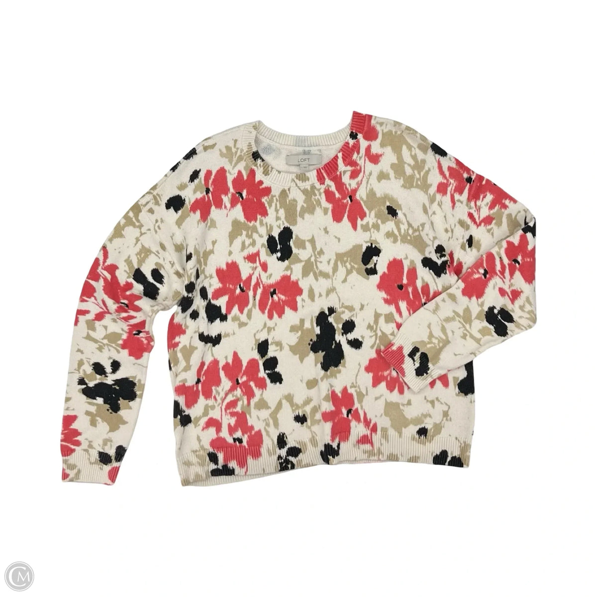 Sweater By Loft In Floral Print, Size: L