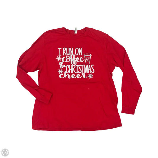 Top Long Sleeve By Bella + Canvas In Red, Size: 3x