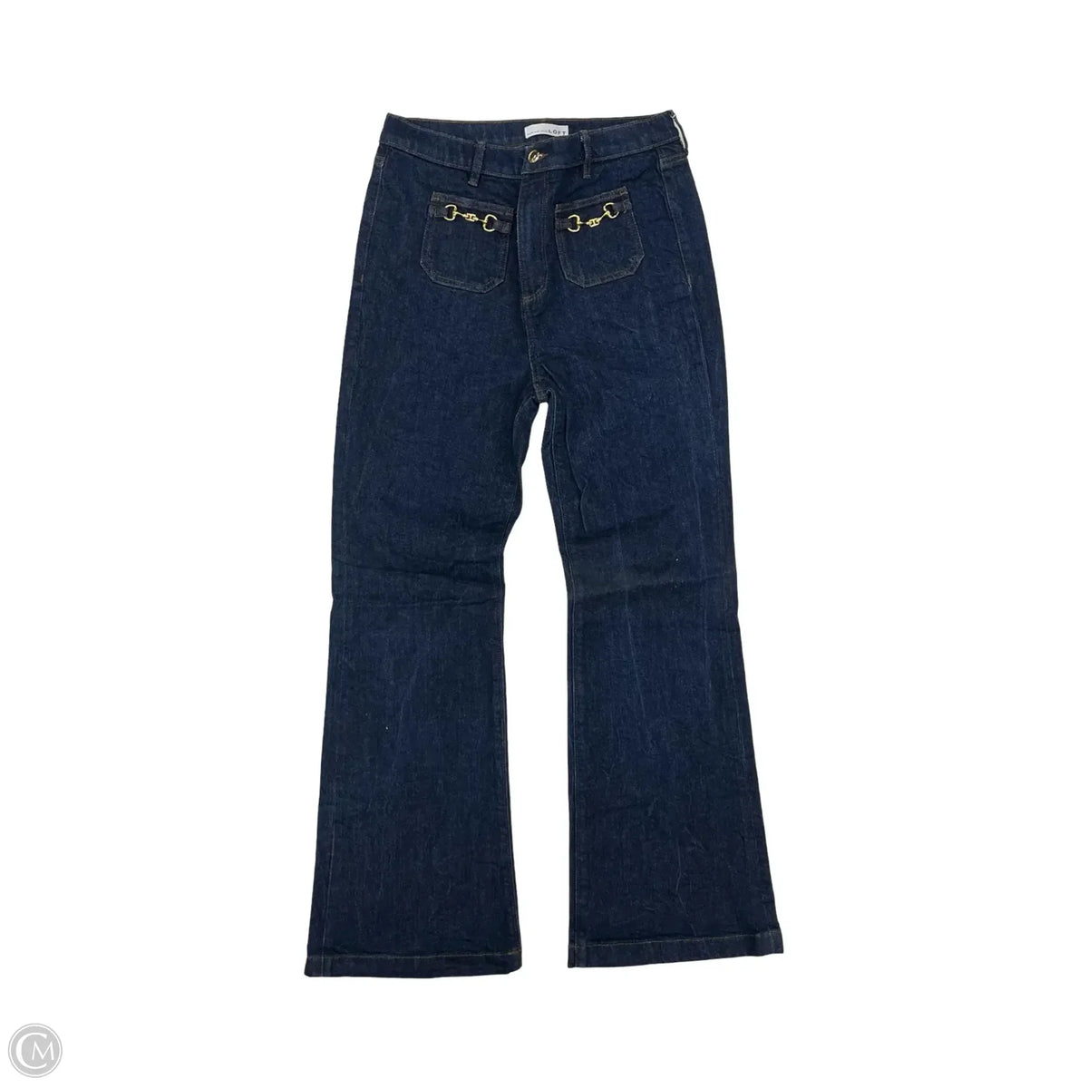 Jeans Flared By Loft In Blue Denim, Size: 8