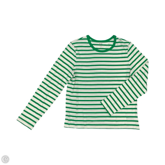 Top Long Sleeve By Gap In Green & White, Size: L