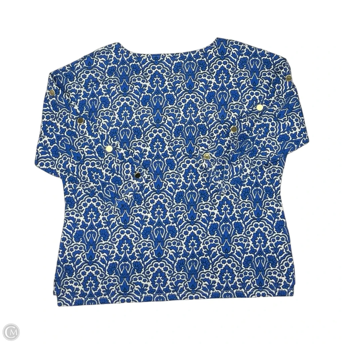 Top Long Sleeve By Talbots In Blue & Cream, Size: Lp