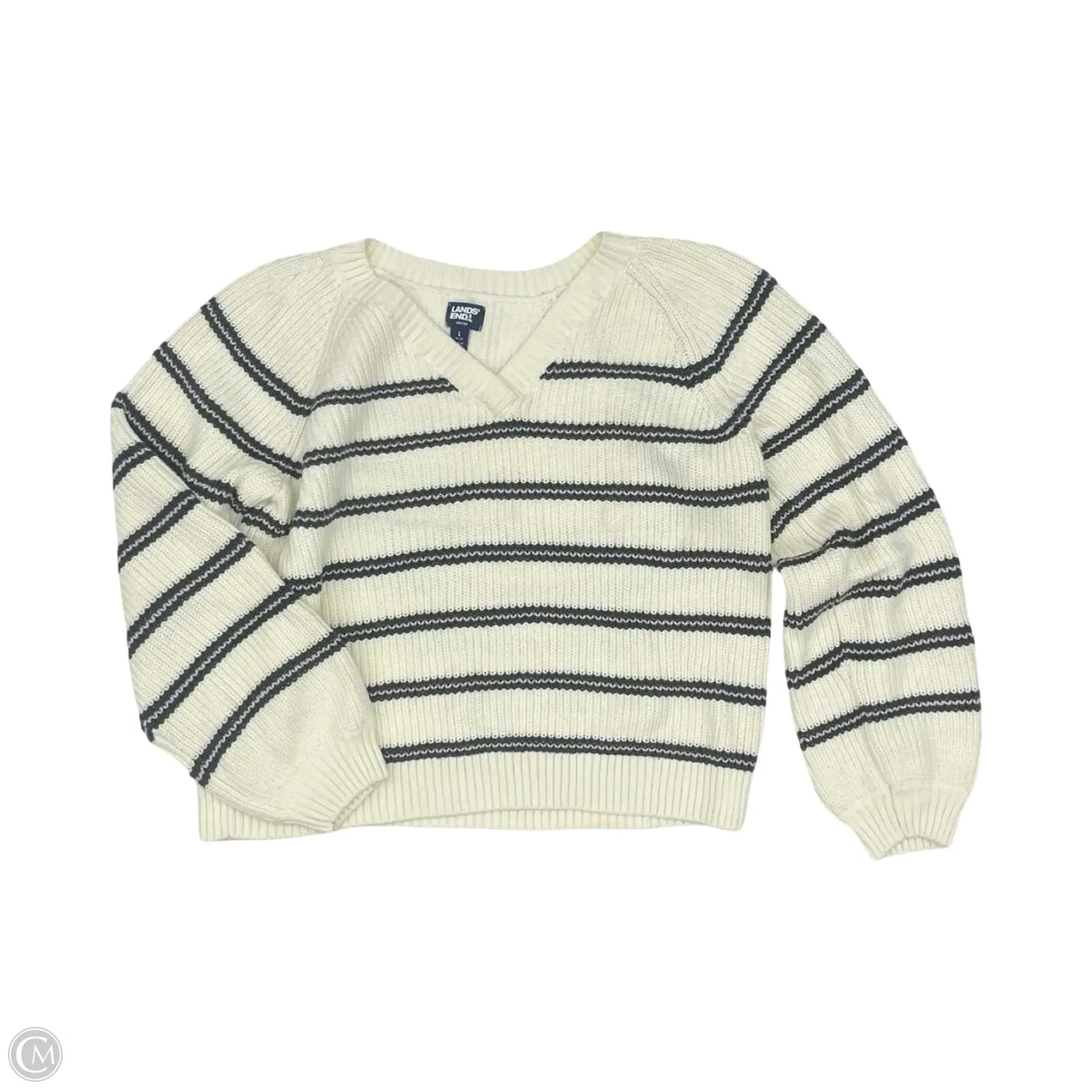 Sweater By Lands End In Striped Pattern, Size: L