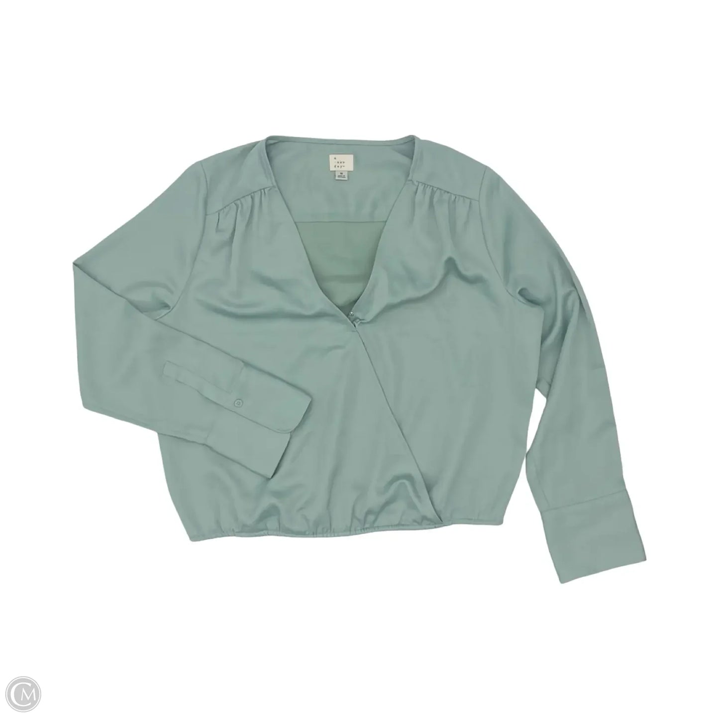 Blouse Long Sleeve By A New Day In Green, Size: M