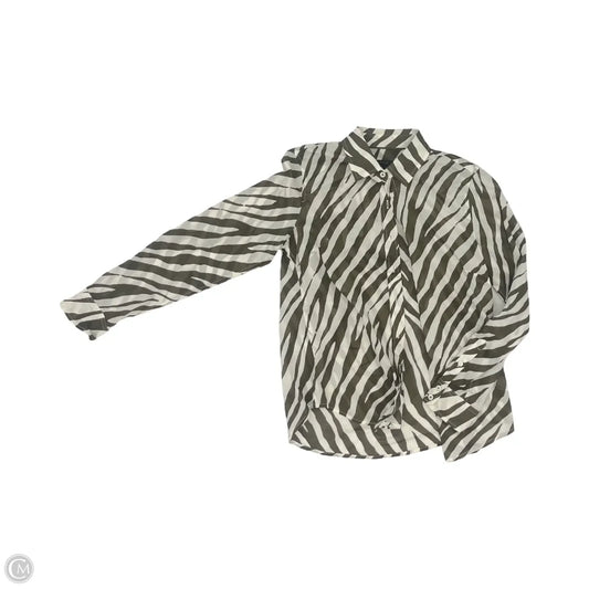 Blouse 3/4 Sleeve By Talbots In Green & White, Size: S