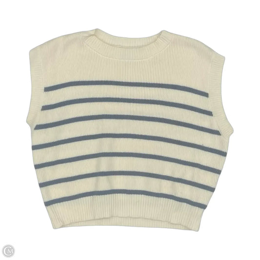 Sweater Short Sleeve By She + Sky In Blue & Cream, Size: L