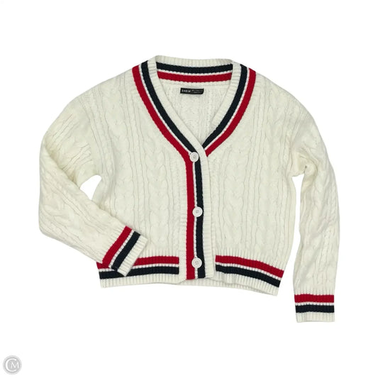 Sweater Cardigan By Shein In Blue Red & White, Size: L