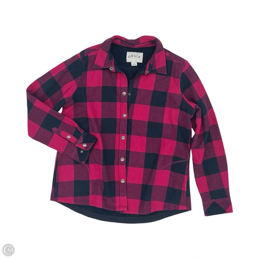 Jacket Shirt By Orvis In Blue & Pink, Size: L