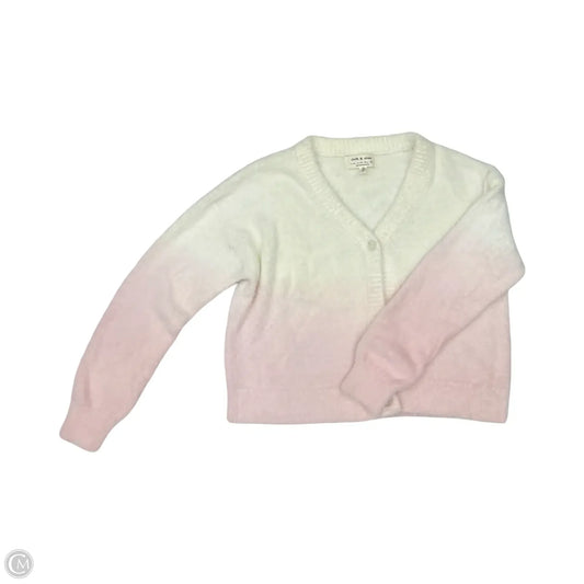 Sweater Cardigan By Cloth & Stone In Cream & Pink, Size: L