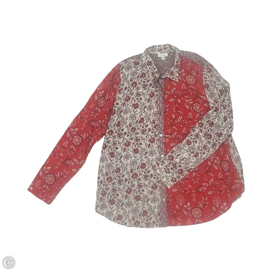 Blouse Long Sleeve By J. Jill In Floral Print, Size: L