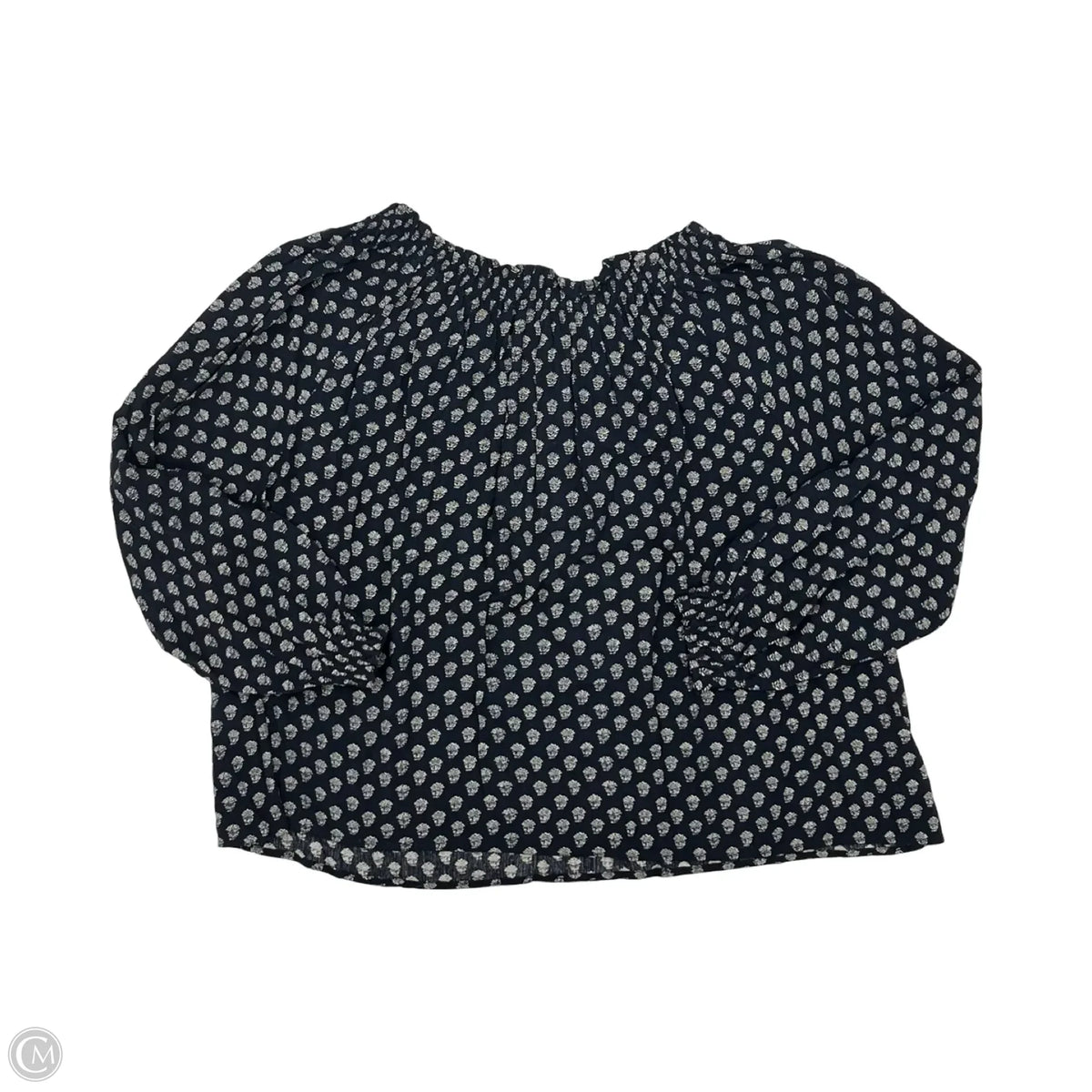 Blouse Long Sleeve By Faherty In Blue & Cream, Size: M