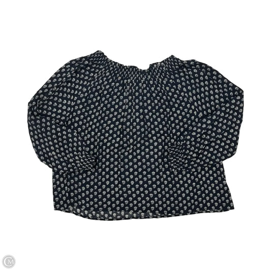 Blouse Long Sleeve By Faherty In Blue & Cream, Size: M