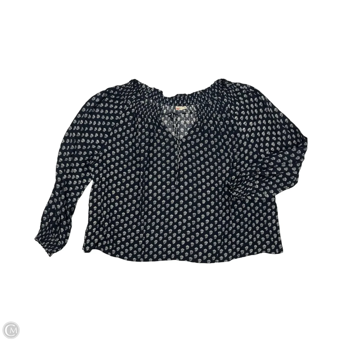 Blouse Long Sleeve By Faherty In Blue & Cream, Size: M