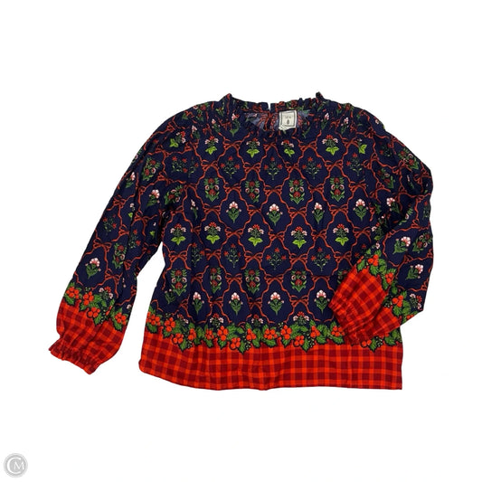 Blouse Long Sleeve By Clothes Mentor In Blue & Red, Size: L