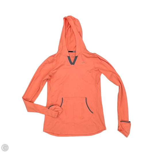 Athletic Top Long Sleeve Hoodie By Nike In Orange, Size: S