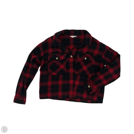 Jacket Shirt By Beachlunchlounge In Black & Red, Size: M
