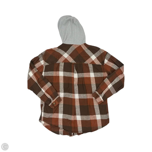 Jacket Shirt By Maurices In Brown & Cream, Size: M