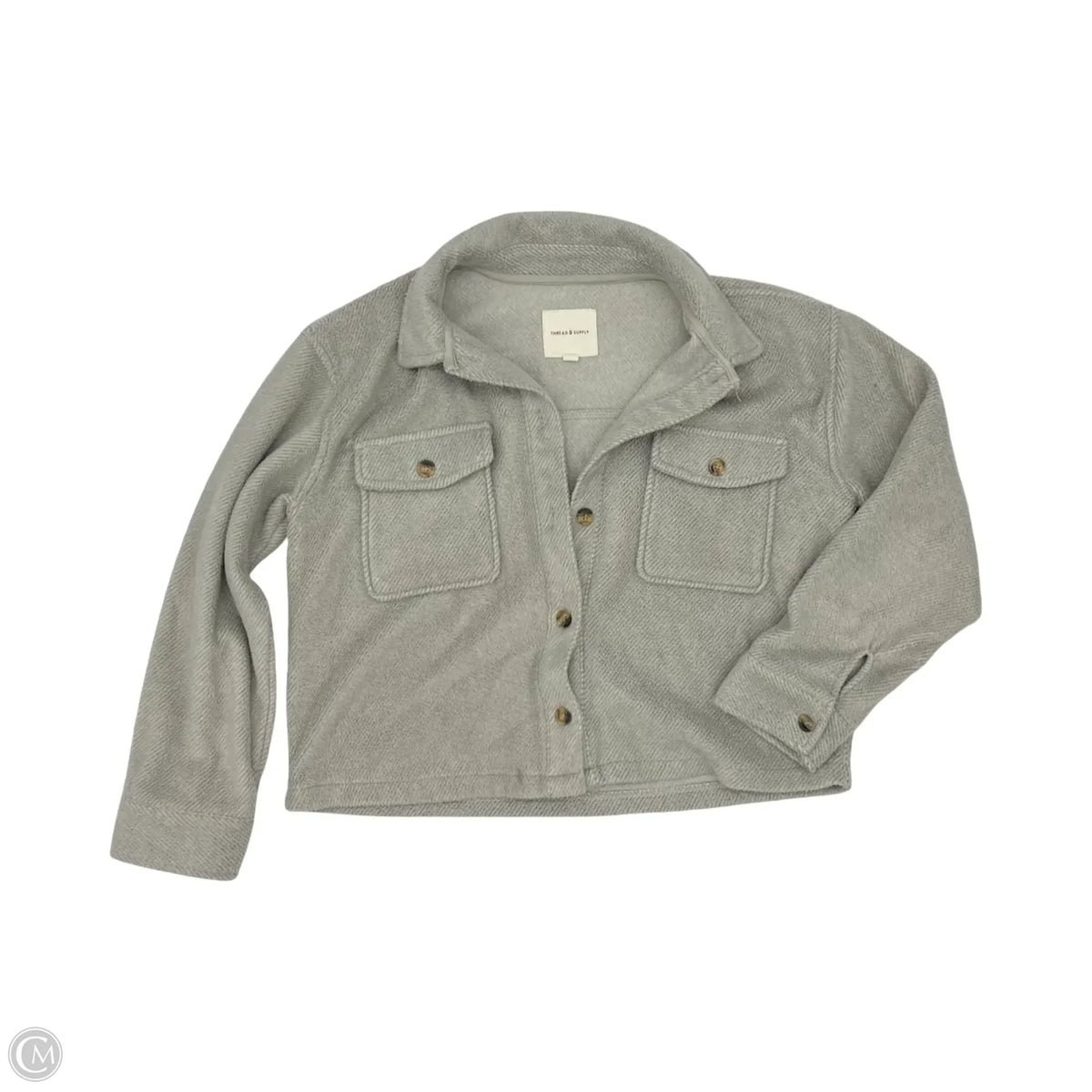 Jacket Shirt By Thread And Supply In Grey, Size: L
